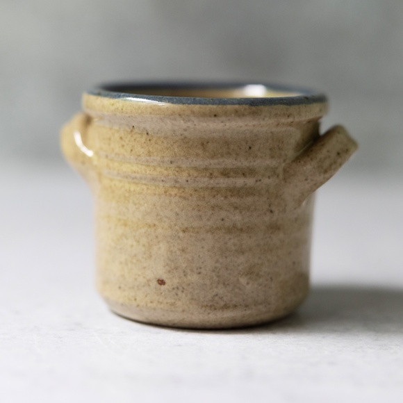 Mahon Pottery vintage blue tan country pineapple mini small crock - Picture 6 of 7